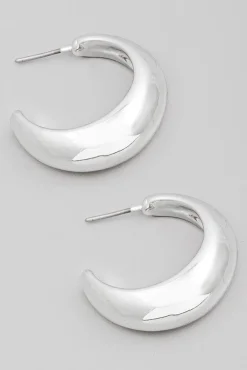 Kacie Chunky Semi Hoop Earrings Silver