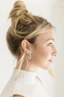 Kacie Chunky Semi Hoop Earrings Silver
