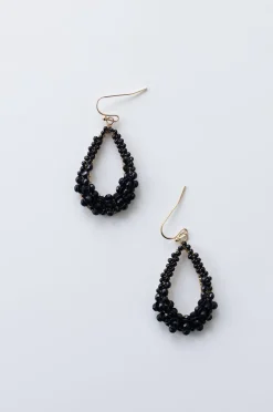 Kalissa Beaded Teardrop Earrings Black