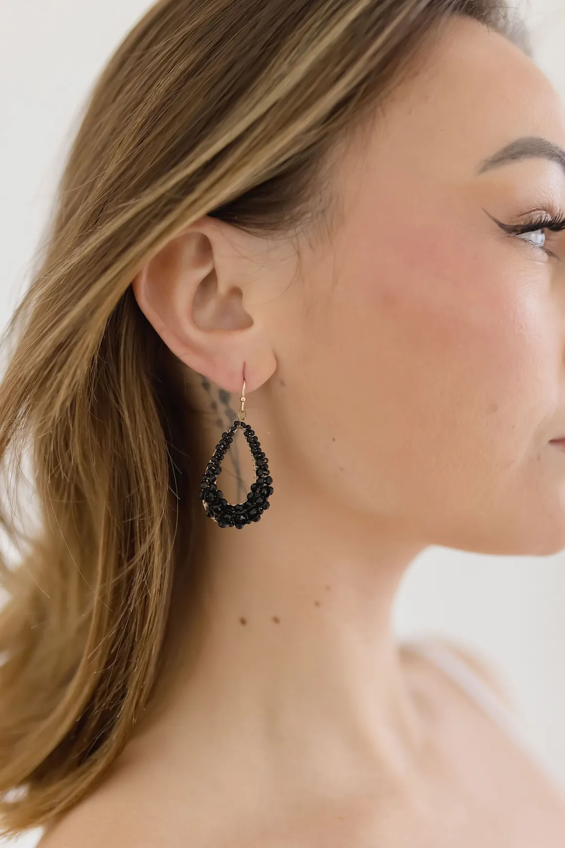 Kalissa Beaded Teardrop Earrings Black