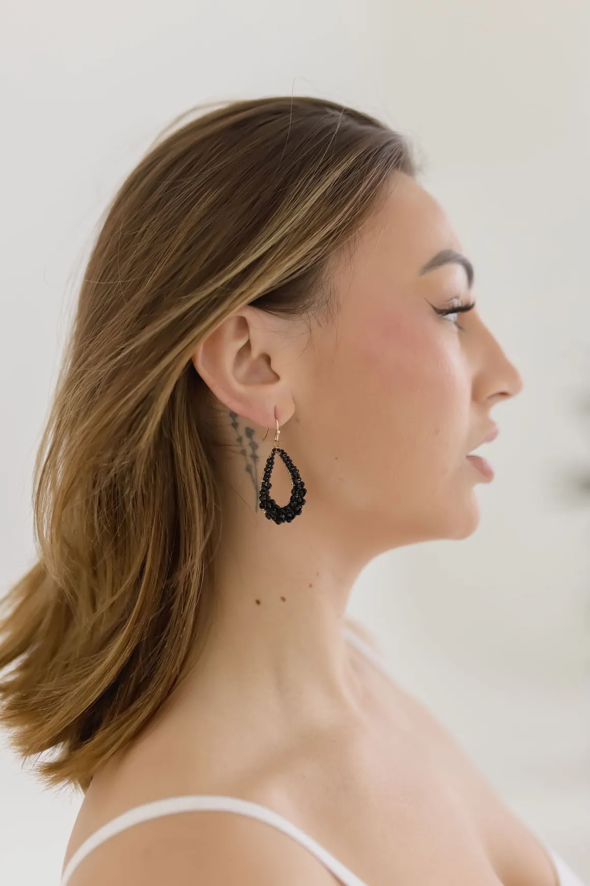 Kalissa Beaded Teardrop Earrings Black