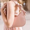 Kate Vegan Leather Bow Charm Shoulder Purse Pink