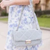 Kelly Denim Quilted Crossbody Purse Blue
