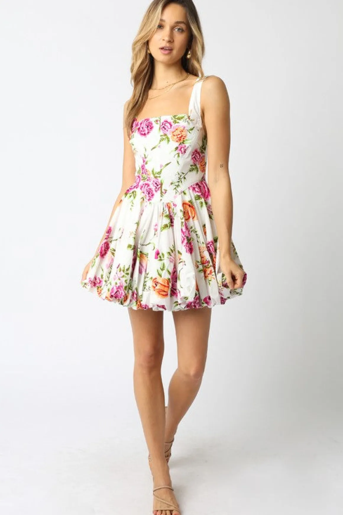 Kelsie Sleeveless Floral Print Mini Dress White