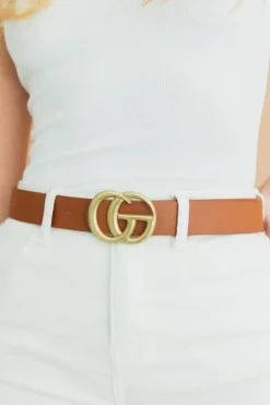Kendra Logo Buckle Belt Brown