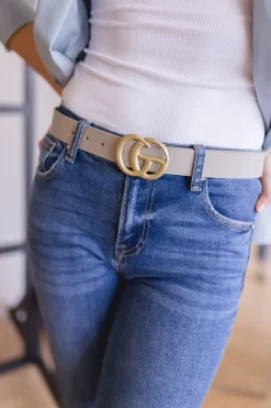 Kendra Logo Buckle Belt Grey