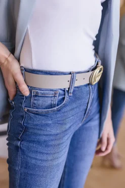 Kendra Logo Buckle Belt Grey