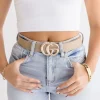 Kendra Logo Buckle Belt Nude