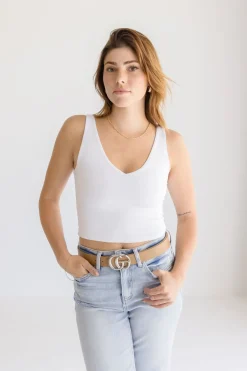 Kendra Logo Buckle Belt Nude