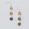 Kenna Pearl Round Hammered Drop Earrings Gold