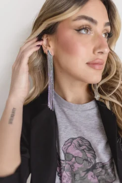 Kimora Chain Fringe Earrings Silver