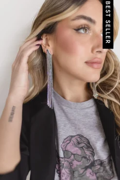 Kimora Chain Fringe Earrings Silver