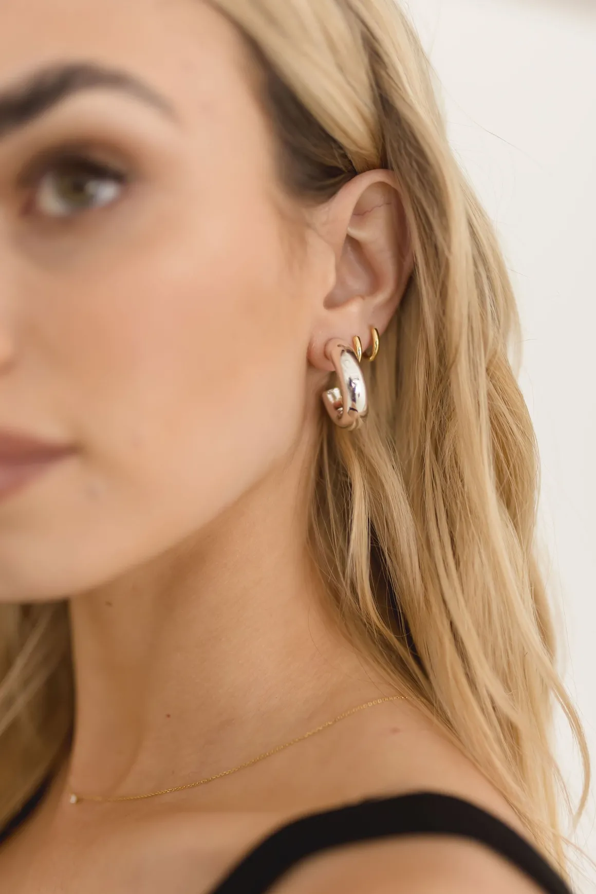 Kiya Chunky Hoop Earrings Silver