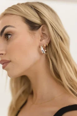 Kiya Chunky Hoop Earrings Silver