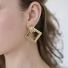 Kylie Square Drop Earrings Gold