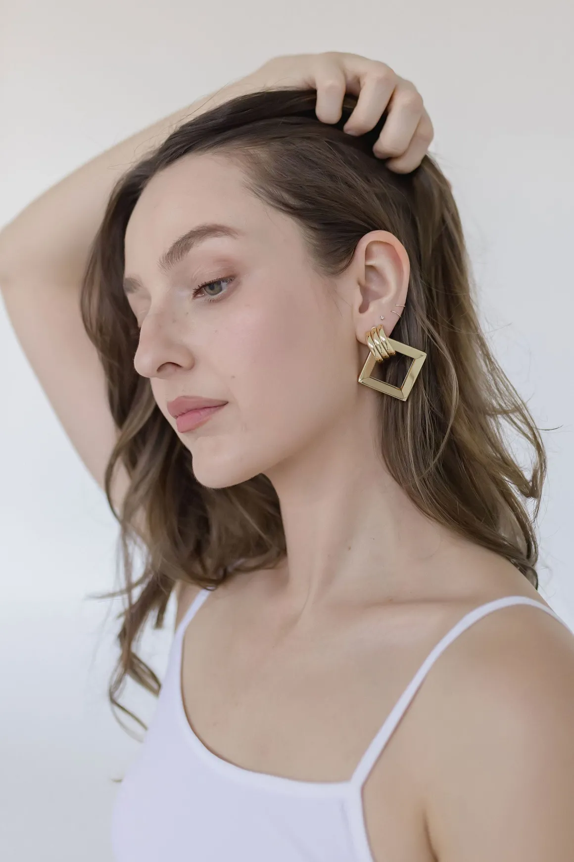 Kylie Square Drop Earrings Gold