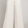 Leah Drawstring Linen Wide Leg Pants Nude