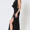 Leilani Sleeveless Cowl Neck Low Open Back Maxi Dress Black