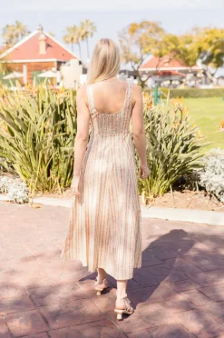 Leni Sleeveless Floral Print Flare Midi Dress Coral