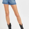 Lennon High Rise Patch Pocket Shorts Medium Wash