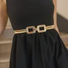 Lenny Double Square Metal Link Stretch Belt Gold
