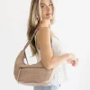 Leona Vegan Leather Hobo Shoulder Purse Taupe