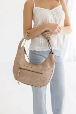 Leona Vegan Leather Hobo Shoulder Purse Taupe
