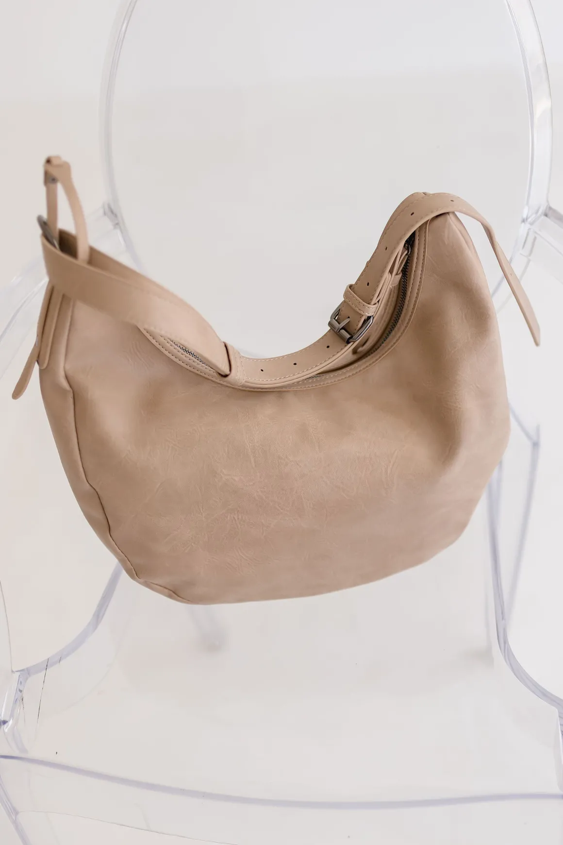 Leona Vegan Leather Hobo Shoulder Purse Taupe