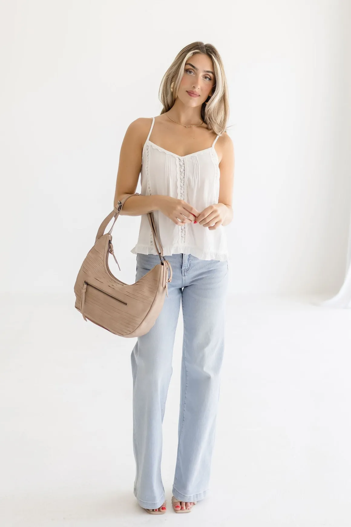 Leona Vegan Leather Hobo Shoulder Purse Taupe