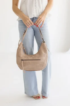 Leona Vegan Leather Hobo Shoulder Purse Taupe