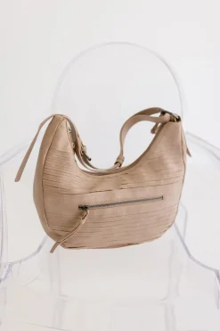 Leona Vegan Leather Hobo Shoulder Purse Taupe