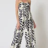 Liliana Sleeveless Front Tie Printed Wide leg Jumpsuit Ivory