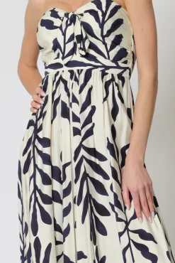 Liliana Sleeveless Front Tie Printed Wide leg Jumpsuit Ivory