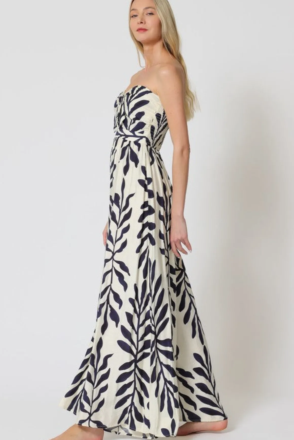 Liliana Sleeveless Front Tie Printed Wide leg Jumpsuit Ivory