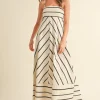 Lindsey Sleeveless Stripe Print Maxi Dress Cream