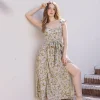 Lizette Flutter Sleeve Waist Tie Maxi Dress Lavender
