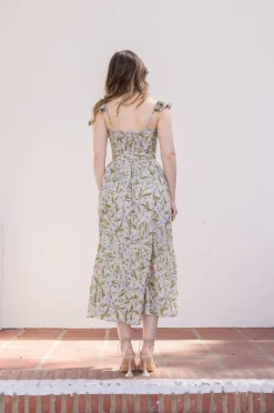 Lizette Flutter Sleeve Waist Tie Maxi Dress Lavender