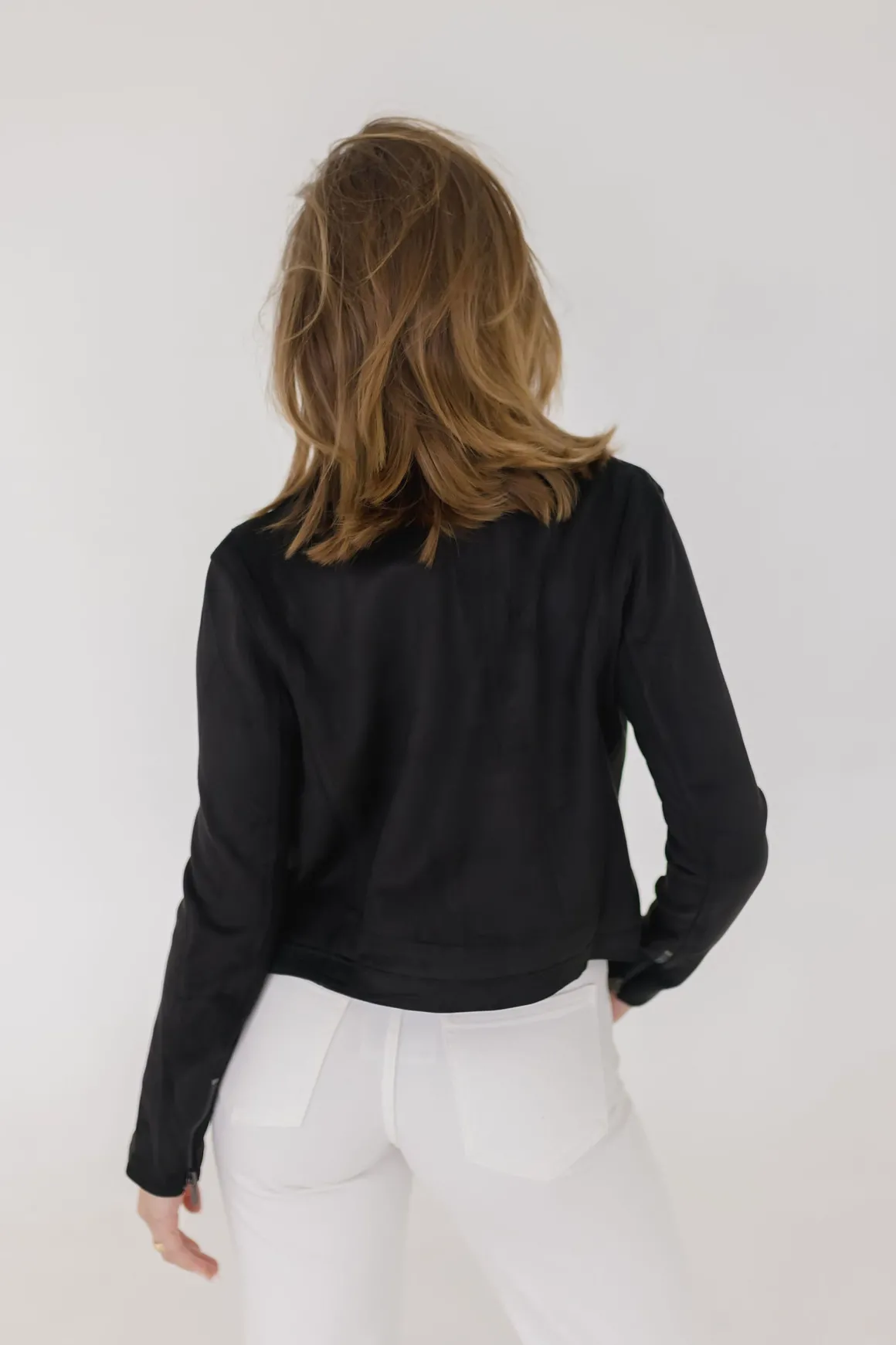 London Vegan Suede Moto Jacket Black