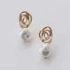 Lori Textured Drop Pearl Earrings Gold