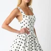 Lyla Sleeveless Polka Dot Print Mini Dress White