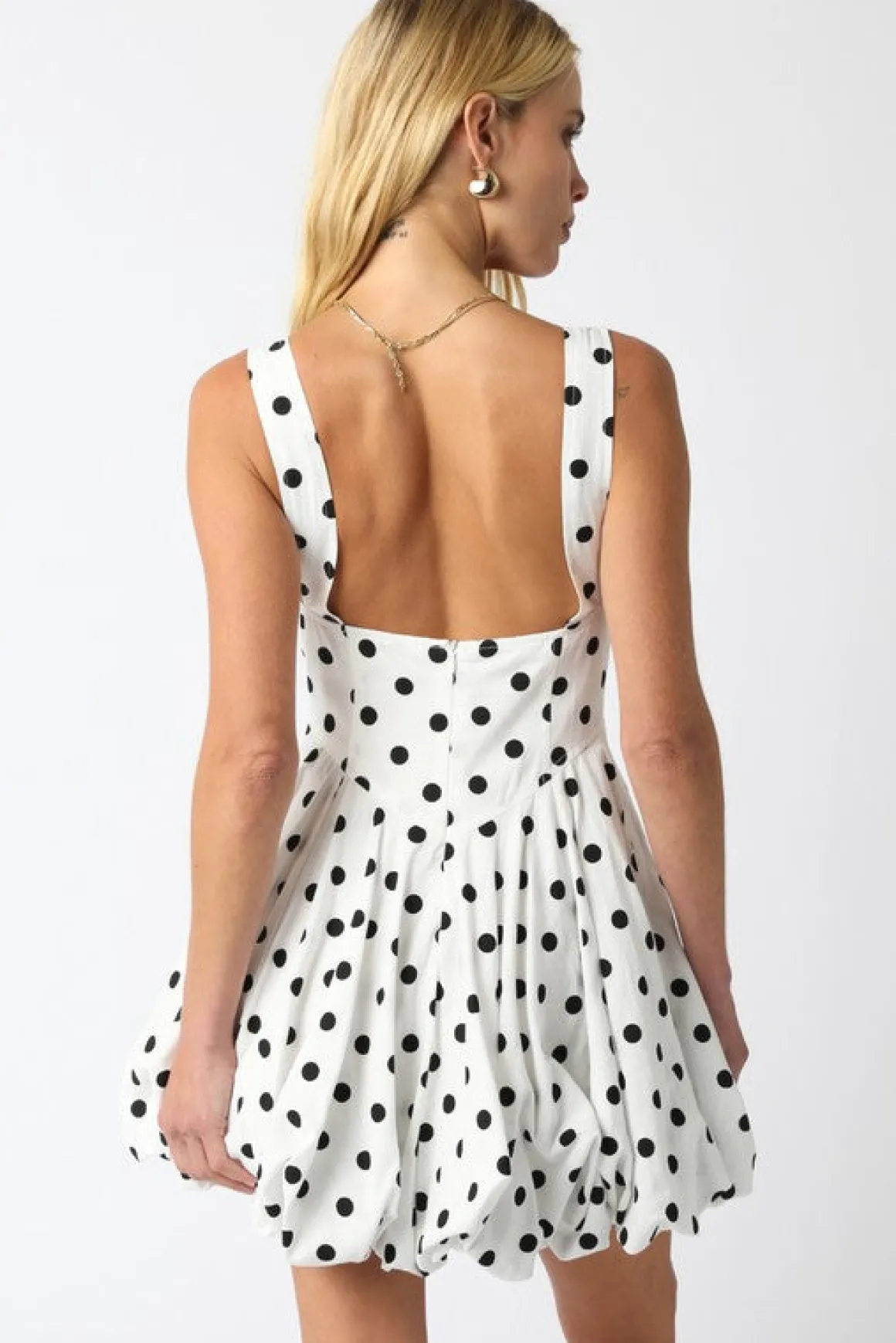 Lyla Sleeveless Polka Dot Print Mini Dress White
