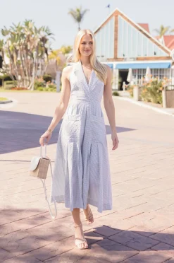 Madison Sleeveless Halter Gingham Print Midi Dress Sage