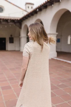 Mae Sleeveless Knit Button Down Long Cardigan Taupe