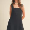 Maisie Sleeveless Linen Mini Dress Black
