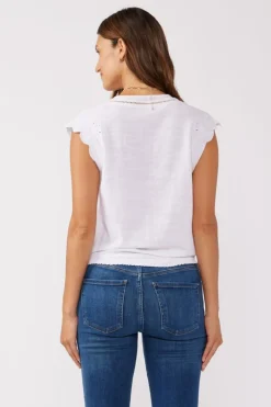 Margot Short Sleeve Button Down Embroidered Top White