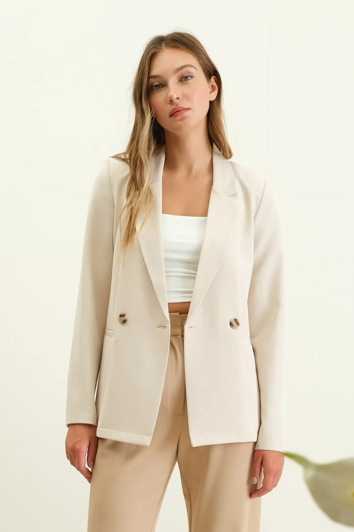 Marie Double Breasted Blazer Khaki