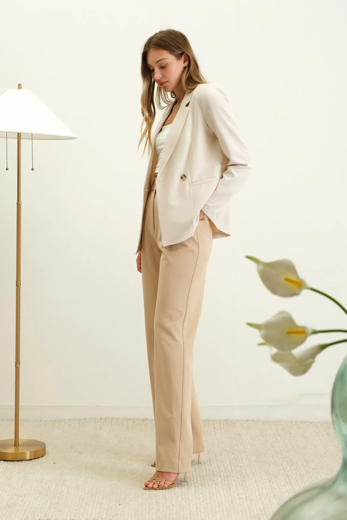 Marie Double Breasted Blazer Khaki