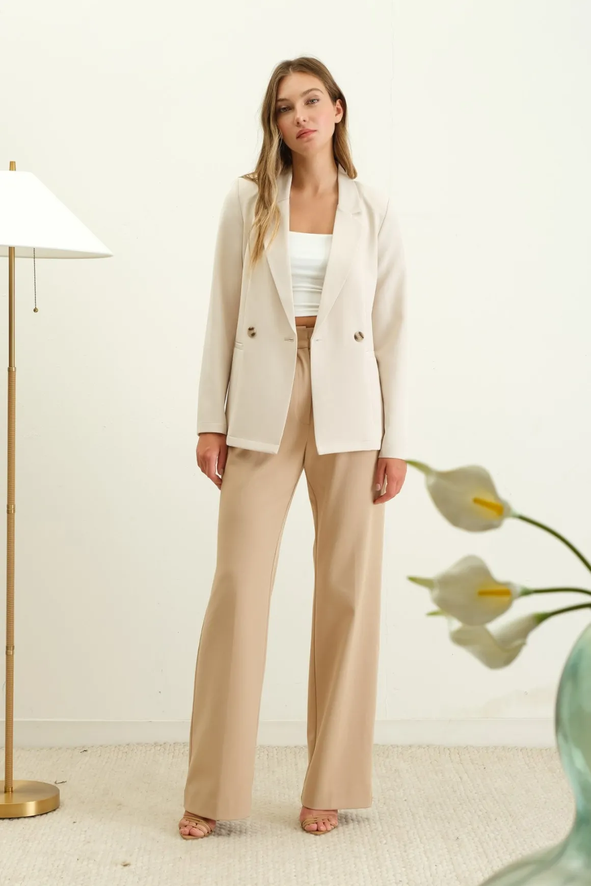 Marie Double Breasted Blazer Khaki