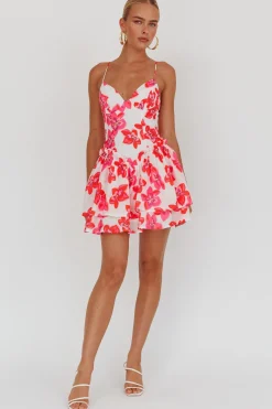 Marissa Sleeveless Floral Print Tiered Mini Dress White