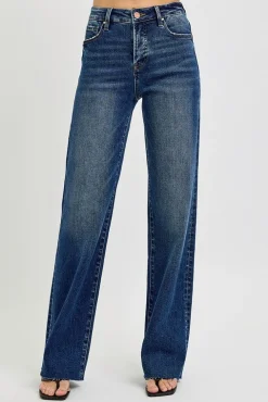 Marjorie High Rise Straight Leg Jeans Dark Wash